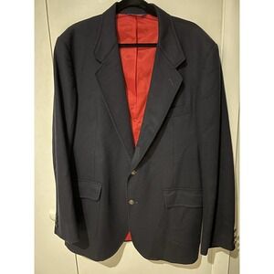 Vintage Pendleton Wool Blazer Men 44 Long Navy Blue Gold Crest Buttons Red Lined